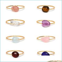 Solitaire Ring Stone Natural Irregar Crystal Ring Female بسيطة سخية صديقات مصاحبة للأحجار الكريمة مجوهرات توصيل المجوهرات DHLPG