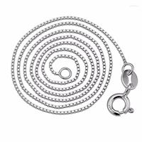 سلاسل Justneo Solid 925 Sterling Silver Box Chain Netlace Jewelry 0.6mm -1.5mm diameter plated Rhodium flated