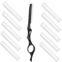 1 PCS Cabello de cabello y reemplazo de 10 piezas de reemplazo de cuchillas de afeitar de acero inoxidable para uso en el hogar de sal￳n