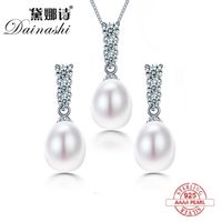 Colares pendentes dainashi Chegada Mulheres nupciais Jóias de pérolas de água doce geométrica com 925 prata esterlina de alta qualidade 221109
