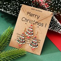 Dripping Colorful Christmas Tree Earrings Necklace Jewelry S...