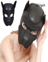 Party Masks Pup Play Play Dog Hood Mask Play Rouge de caoutchouc rembourr￩ Play Cosplay Full Halloween Mask Sex Toy for Couples 21027937