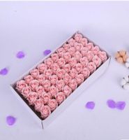 50pcsbox Flores artificiales 2018 Jabón de rosas romántico Cabeza de flores Decoración de bodas Diy Flores falsas Decoración del hogar2220047