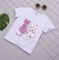 여자 만화 고양이 여자를위한 tshirts changable 스팽글 아이 tshirt 십대 아이 여름 옷 6 8 10 12 13 14 년 210302 73 8226922