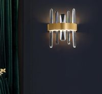 Modern Gold Metal Crystal Wall Light Light Sala de jantar Sala de jantar El Decor de casa Sconnce WA1591974279