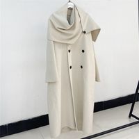 여성 양모 블렌드 가을 겨울 여성 패션 럭셔리 칼라 디자인 모직 모직 코트 재킷 스카프 221113