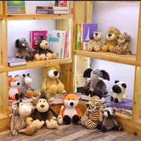 دمى Plush Soft Animal World Toys Lion Elephant Raccoon Giraffe Forest Anims