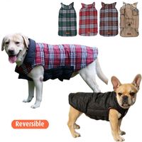 Köpek Giyim Köpek Yelek Kış Paltosu Tersinabled İngiliz Tarzı Ekose Su Geçirmez Rüzgar Geçirmez Sıcak Evcil Ceket Küçük Orta Büyük Köpekler ile Soğuk Hava İçin XS-3XL