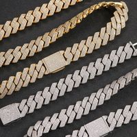 Mens Heavy Chain 25mm Width Gold Color Micro Setting CZ Ston...