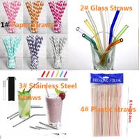 Coloured Drink Paper Straws Cut Gold Striped 61 Color Eco fr...
