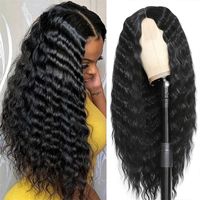 WoodFestival Afro Kinky Curly Wig Synthetic Black Wigs For A...