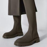 부츠 ZA 디자이너 무릎 높이 캐주얼 여성 신발 겨울 중간 명이 고스 첼시 검투사 청키 패션 무저러 221114