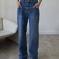 Jeans para mujer clacive vintage azul mezclilla moda de la mujer alta cintura heterosexuales pantalones elegantes pantalones de longitud completa para mujeres 221115