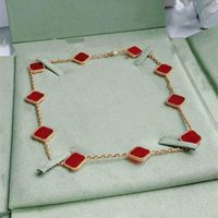 Mode Halskette elegant zehn Klee Klassiker Armband Halskette Frauen Schmuck Anh￤nger Hochqualit￤t 7 Farben