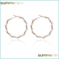 Hoop Huggie Fashion Pearl Hoop Boucles d'oreilles pour les femmes Elegant Girls exagère Oversize Circle Oreing Rings Summer Beach Jewelry Drop Del Dhadt