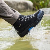 Сапоги мужчина для походов туфли водонепроницаемые мужчины на открытом воздухе Треккинг кожаный скалола