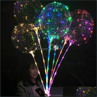 Andere Event -Party liefert Fashion Luminescence LED -Lampenballon Mticolour Light 20 5 Zoll transparente Luftballons 70 cm Griff DHQ21