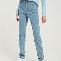 Jeans para mujeres Wixra Pantalones suaves básicos Harem hembra recta todo el coincidencia de la cintura alta mujer del mezclilla para mujeres talla plus 221115