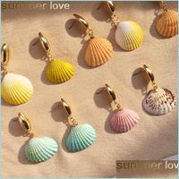 Hoop Huggie Handmade Colorf Shell Growing Bohemia Gold Irregar Sea Orees Oreing For Women Girl Lady Summer Holiday Jewelry Gift DH3OY