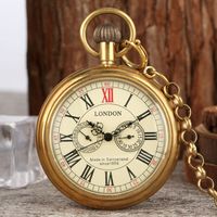 포켓 시계 골동품 구리 런던 1856의 5 손 기계식 고기 손을 가린 스켈레톤 남성 시계 30cm 체인 221115