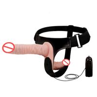 Produits masseurs de jouets sexuels Strapon Dildos Vibrateurs pour les femmes à double vitesse vibration double sangle sur harnais