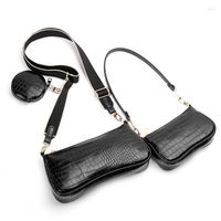 Sacchetti da sera 3 in uno per spalla da donna marchio famoso marchio crossbody 3pcs set in pelle messenger borsetta di lusso e borsetta