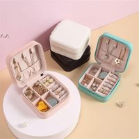 Leather Small Jewelry Box Travel Portable Jewelry Case for R...