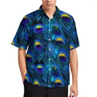 Camisas casuales de hombres Camisa de plumas de pavo Peach Beach Animal Bloses de estampado de mangas cortas de gran tamaño