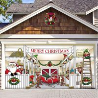 Decoraciones navideñas 70x157 pulgadas Felices ferias banner de la puerta de la puerta del garaje mural invierno muñeco de nieve santa al aire libre 221114