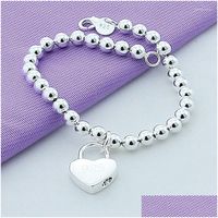 Bracelets de charme bracelets de charme 925 Sterling Sier Bracelet Coeur Lock Lettre perle Fashion Simple For Women Jewelry Gift Drop Livrot Dhxtd