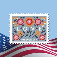 US Postal Love 2022 Porto First Class Mail Party Love Valentines Abschlussankündigung