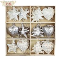 Decorações de Natal Valery Madelyn24pcs pendente de metal caixa de coração ornamentos de Natal Navidad Noel Decoration 2023 221115