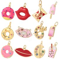 Charmos Donut Ice Cream Lips esmalte para jóias Fazendo acessórios de designer Brincos DIY Bracelete de colar Faça alimentos charme CZ 221114