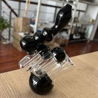 Bubbly Black Hookah Bubbler Heady Smoking Tipes Quemador de aceite Triple C￡mara Bubas de vidrio Fumando Agua Bong Tipa Dab Rig Accesorios