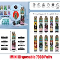Original IMINI Disposable E-cigarettes Device kit 7000 Puffs 15ml Prefilled Pods Mesh Coil Cartridge 850mAh Rechargeable Battery Big Stick Vape Pen Authentic