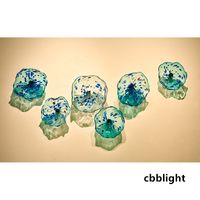 Clevere Design Bl￤uer Farben Point Designer Wandlampen Kunst Blumen Wandmontierte dekorative Murano-Glasplatten DIA20-45 cm 6pcs/set lrp004