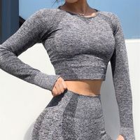 Йога набор женщин упражнение одежды с длинным рукавом тренажерный зал топ рубашки йоги энергия для фитнеса