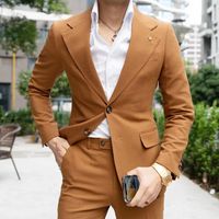 Плюс размер качество бизнес -бизнес формальная одежда повседневная пиджак наборы простые стройные свадебные костюмы брюки Men 4599368
