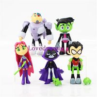 7pcs Set Teen Titans Titans Robin Cyborg Beast Boy Boy Starfire Raven Silkie PVC Фигура Toys Toys Toys Toys For Kids Phone Accessor227i