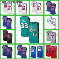 Grant 33 Hill Jersey Cade 2 Cunningham Basketbol Formaları Şehir Erkekler 10 Dennis Rodman Retro Pistons'un 11 Isiah Thomas Edition 2021 2022 Mavi