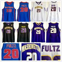 스티치 NCAA 워싱턴 허스키 Markelle Basketball Jerseys College #20 Fultz 저지 퍼플 블랙 화이트 데 마타 고등학교 Markelle Blue 20fultz