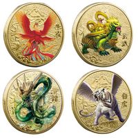 Lucky Chinese Ancient Mythical Creatures Gold Coin Collectio...