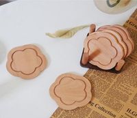 Mats Pads 6pcs Coasters de madeira pires de chá de chá de isolamento criativo Ferramentas de armazenamento de cozinha de cozinha Copo