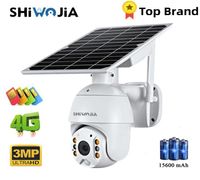 Câmeras IP Shiwojia 4G SIM CARD 3MP HD Painel solar Monitoramento Outdoor Monitoramento CCTV Smart Home Twoway Alarme de intrusão Longo 221018