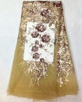 5 yardspc güzel bakır fransız net dantel kumaş ve mor payetler çiçek tasarımı Afrika örgü dantel elbise lj84