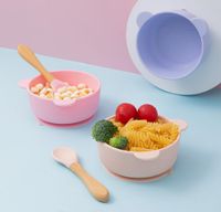1set Baby Silicone Prishes Bowls Dining Bowls Panda Alimenta￧￣o BPA Placas de frutas de tabela de frutas Crian￧as Baby Alimenta￧￣o de jantar Tigela 21031