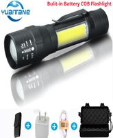 USB şarj edilebilir yerleşik 18650 Flashlight 8000 Lümen 4 Mod Cobt6 Taktik Torçlu Zoomable LED El Fenerleri Lambası 201210