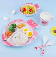 5pcsbaby stoviglie set pesce piatti per bambini piatti piatto cucchiaio forchetta tazza antidolena alimentari solidi per alimenti per bambini regalo creativo H1