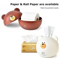 Cute Bear Tissue Box Nordic Roll Pumping Paper Storage Round...