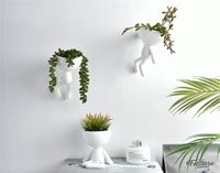 Nordic Home Hanging Art Vase Flower Planter Pots White Resin...